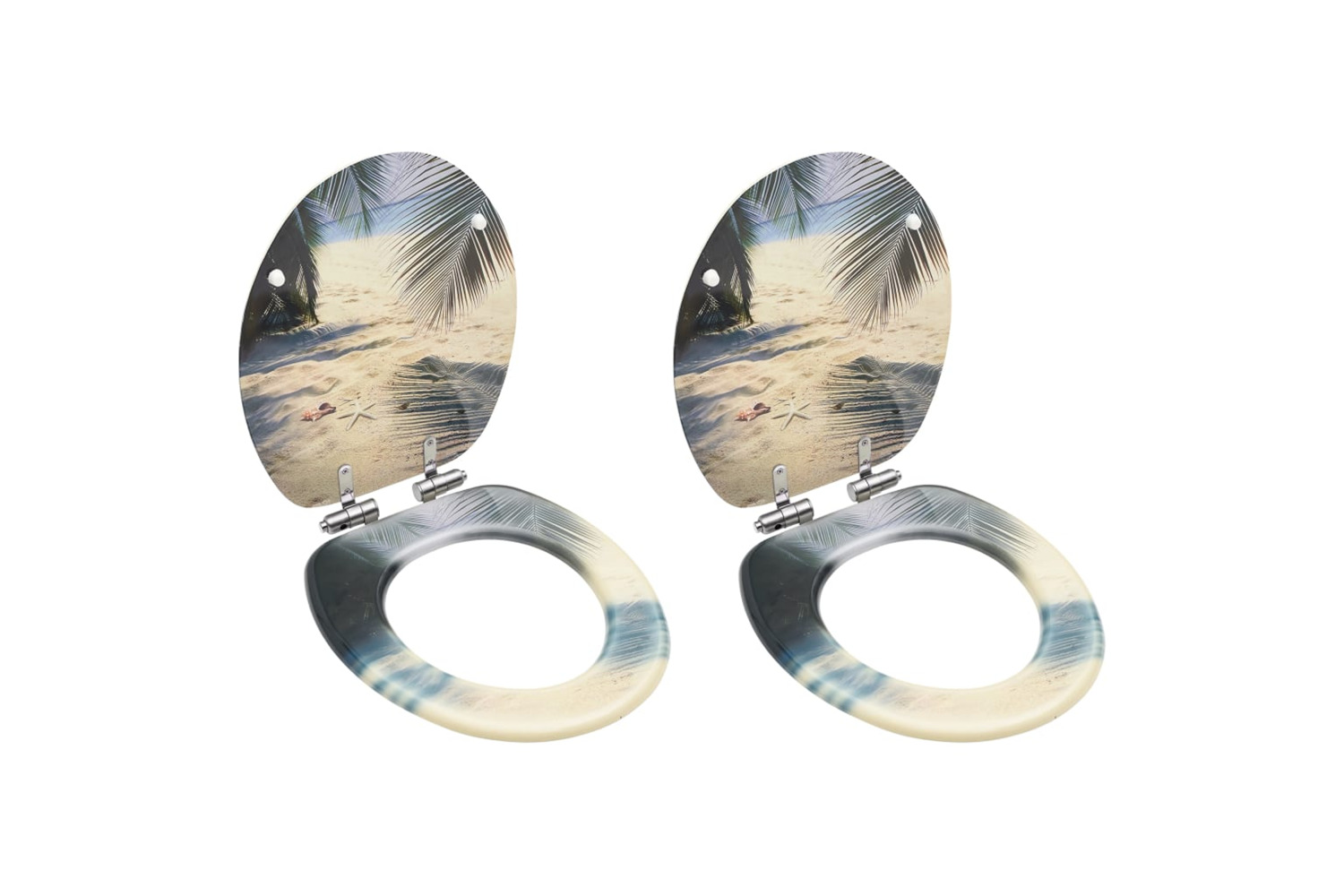 vidaXL 3056416 Wc Toilet Seats With Soft Close Lid 2 Pcs Mdf Beach Design
