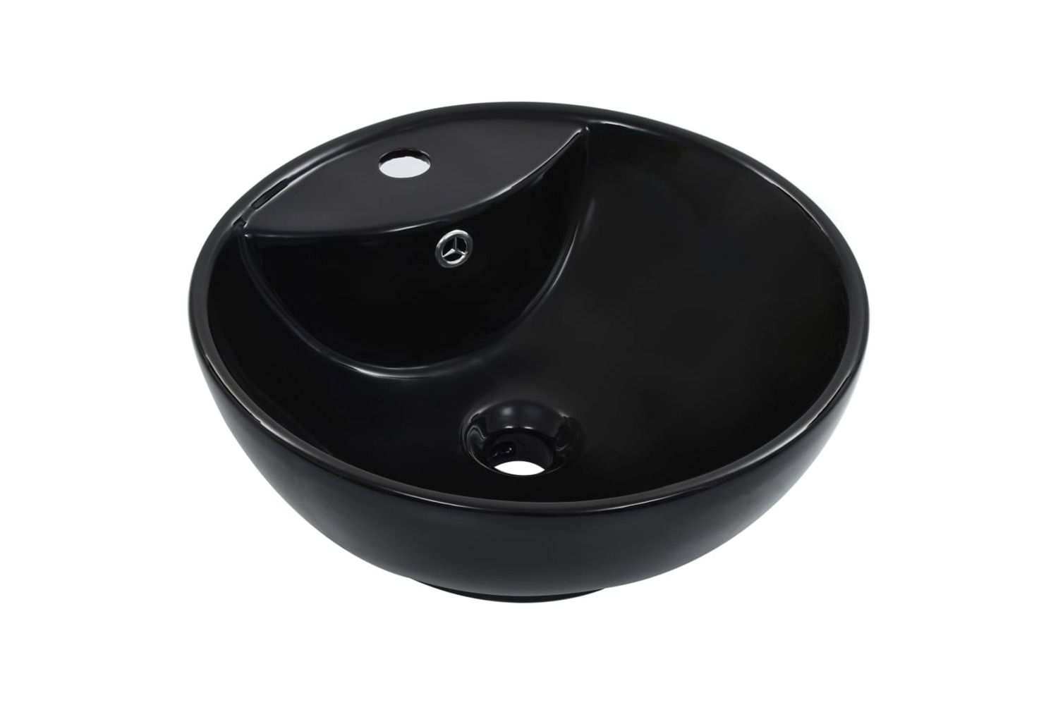 vidaXL 143904 Wash Basin With Overflow 46.5x18cm Ceramic Black