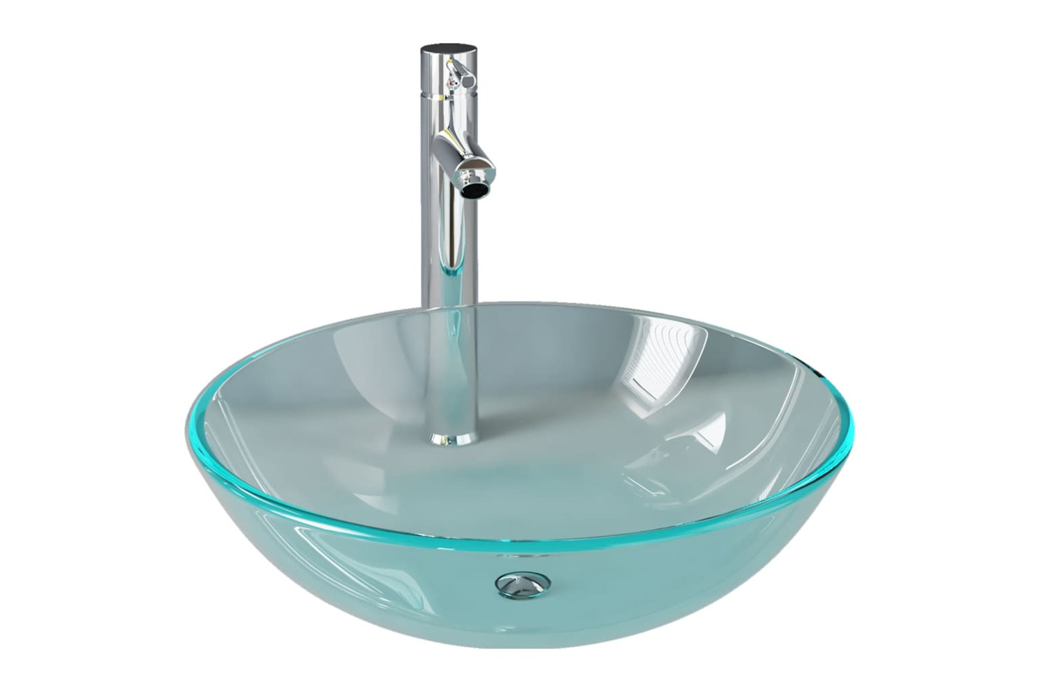 Vidaxl 3098439 Bathroom Sink With Tap And Push Drain Clear Tempered Glass