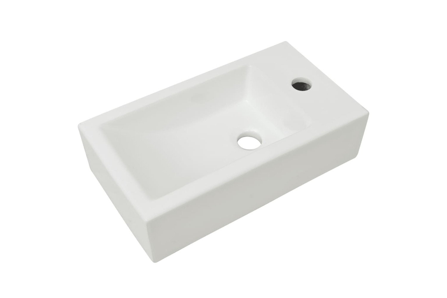 vidaXL 142343 Basin With Faucet Hole Rectangular Ceramic White 46x25.5x12cm