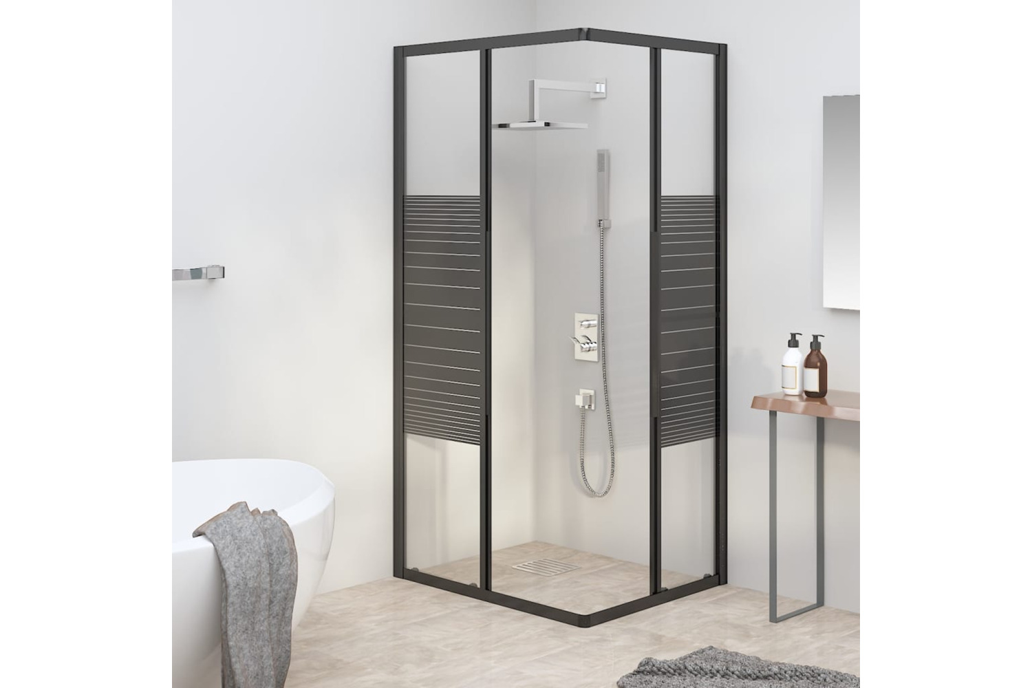 vidaXL 151850 Stripe Shower Cabin Esg 90x70x180cm Black