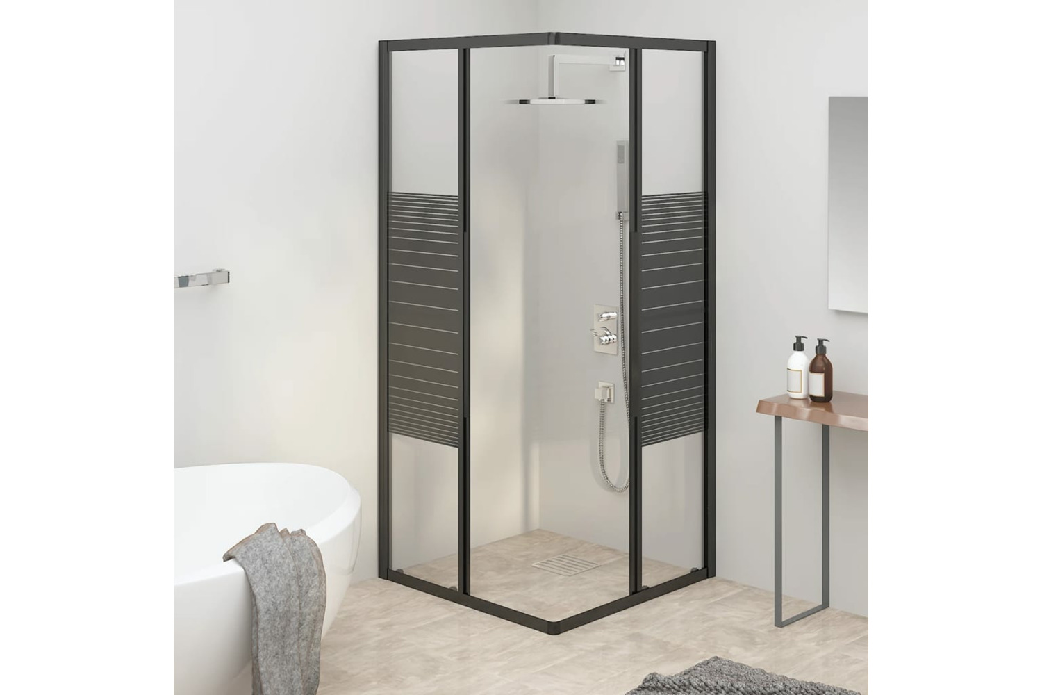 vidaXL 151847 Stripe Shower Cabin Esg 70x70x180cm Black