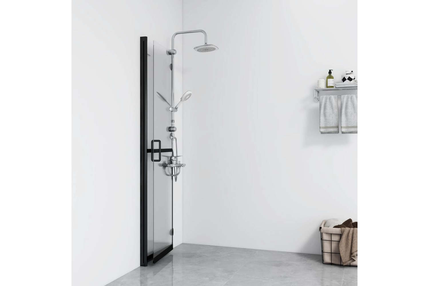 vidaXL 151183 Foldable Walk-in Shower Wall Transparent Esg Glass 100x190cm