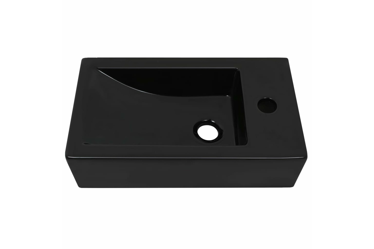 vidaXL 142738 Basin With Faucet Hole Rectangular Ceramic Black 46x25.5x12cm