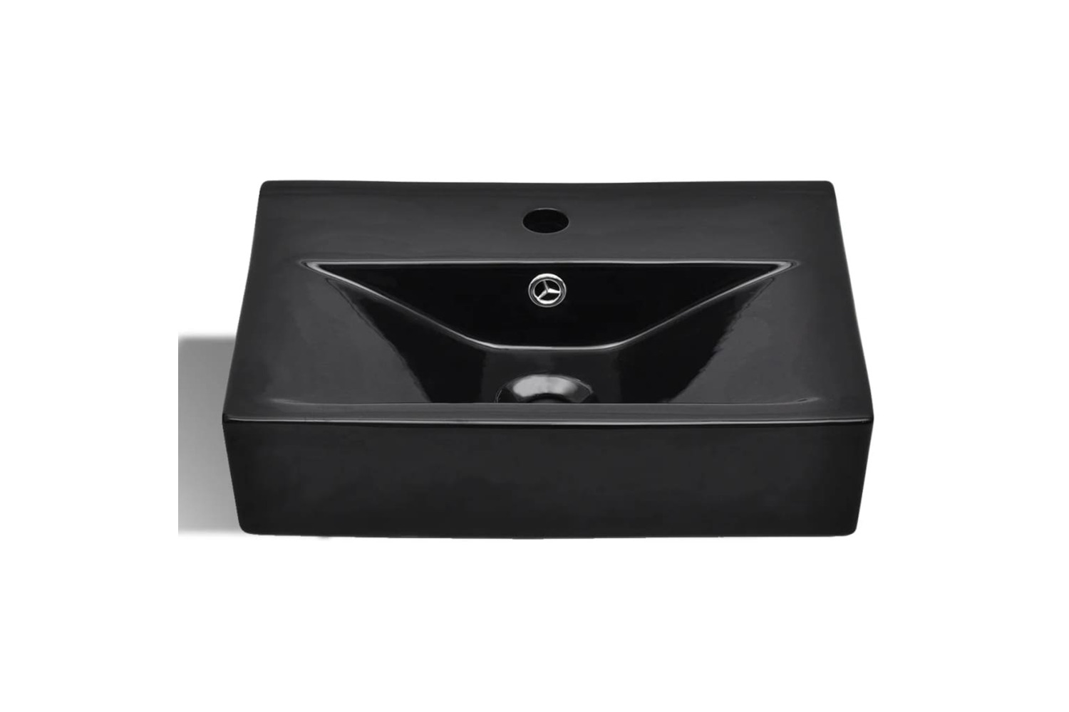 vidaXL 141933 Ceramic Bathroom Sink Basin Faucet/overflow Hole Black Rectangular