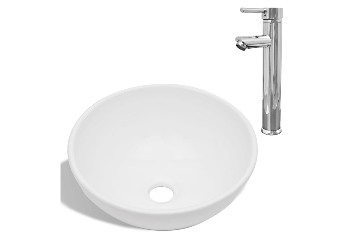 vidaXL 275494 Bathroom Basin With Mixer Tap Ceramic Round White