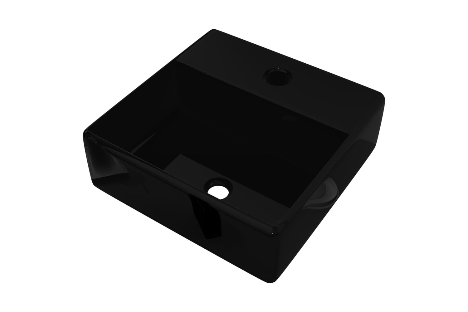 vidaXL 141941 Ceramic Bathroom Sink Basin With Faucet Hole Black Square