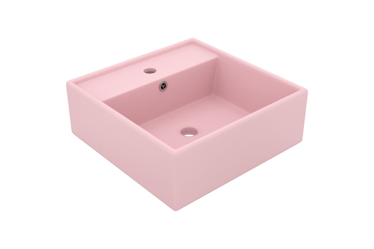 vidaXL 146944 Luxury Basin Overflow Square Matt Pink 41x41cm Ceramic