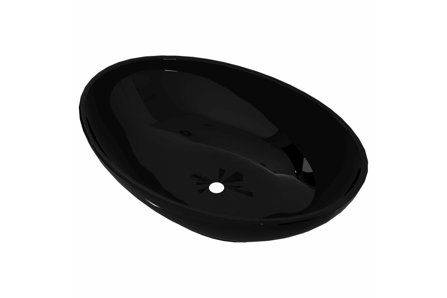 Vidaxl Luxury Ceramic Basin Oval-shaped Sink Black 40 X 33 Cm