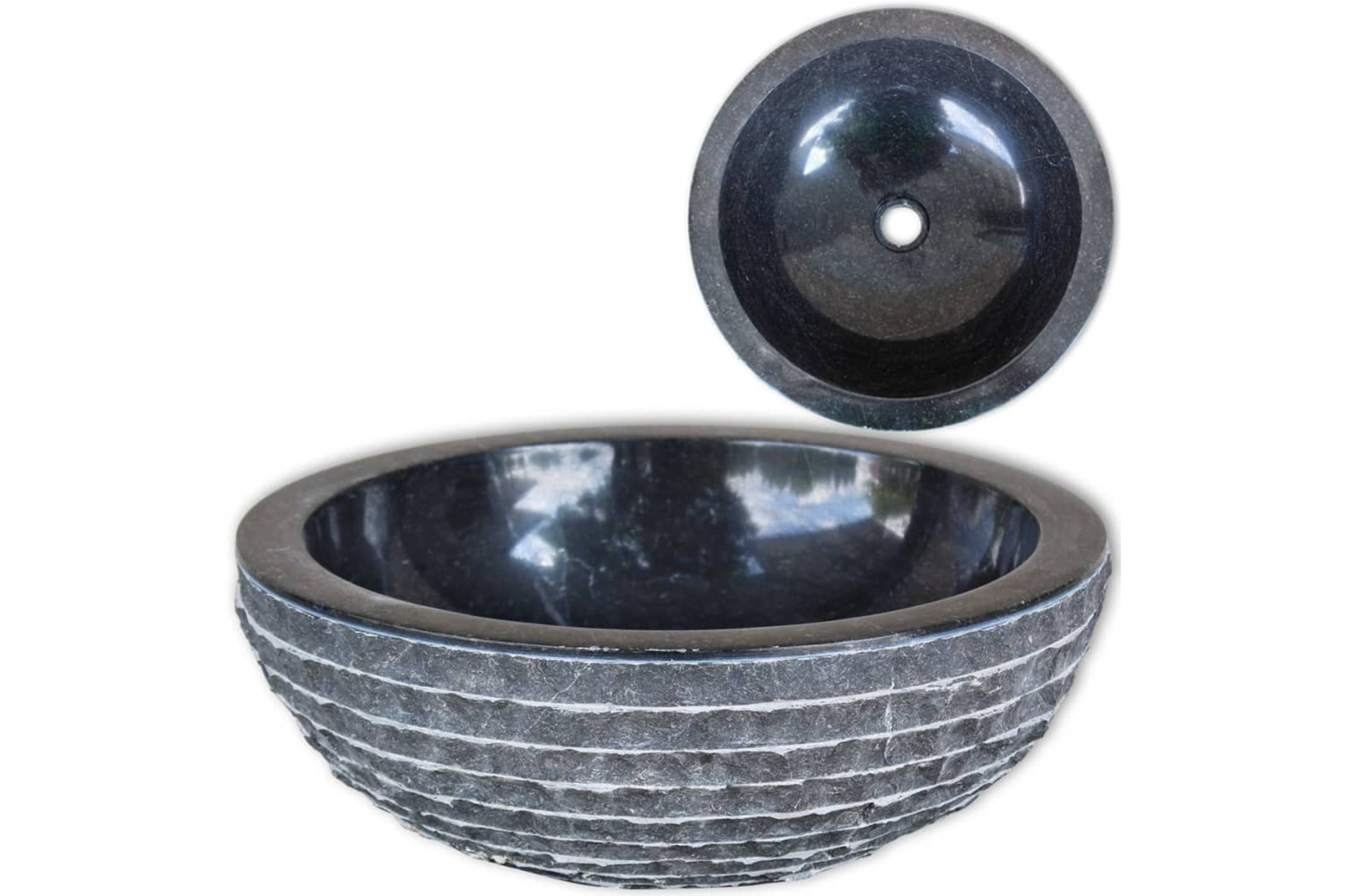 vidaXL 242672 Basin Marble 40cm Black