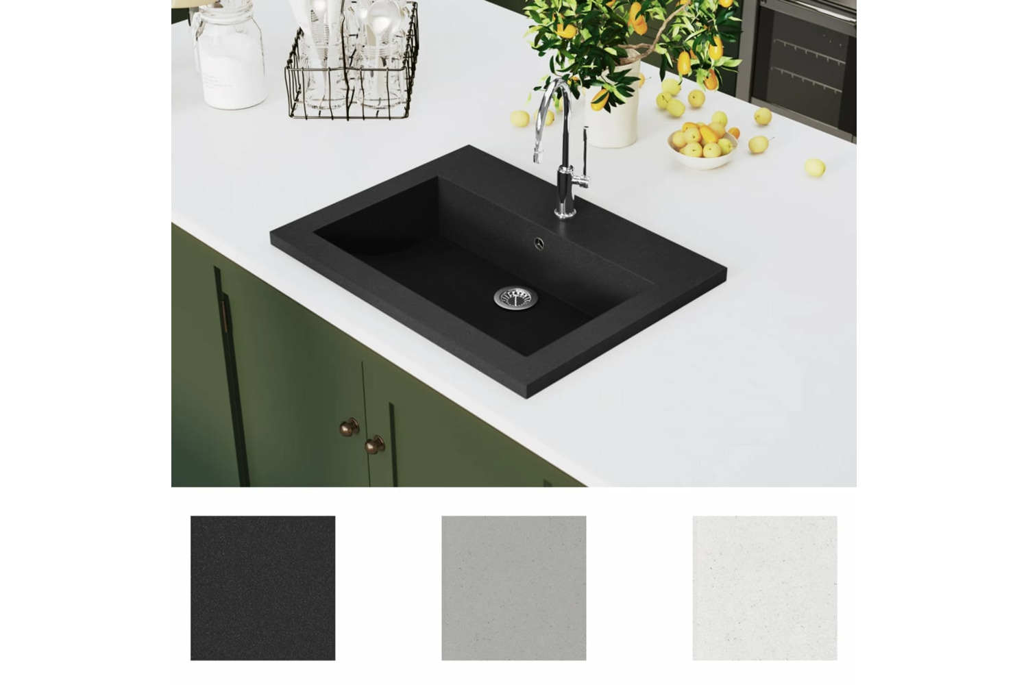 vidaXL 142962 Granite Basin 600x450x120mm Black