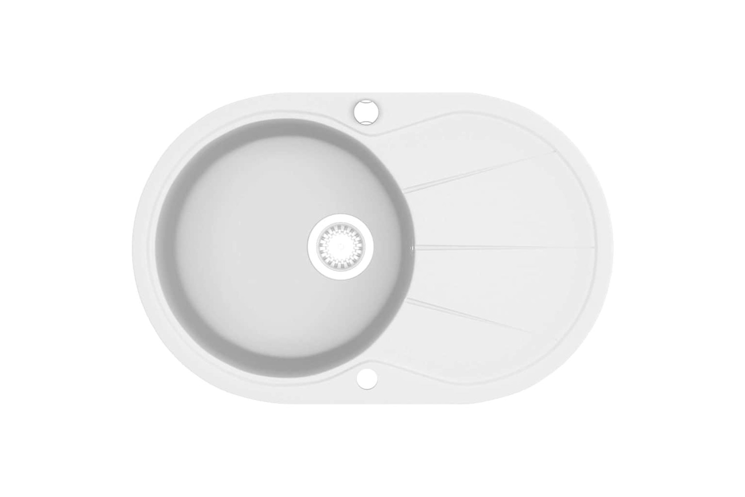 Vidaxl Granite Kitchen Sink Single Basin Oval White