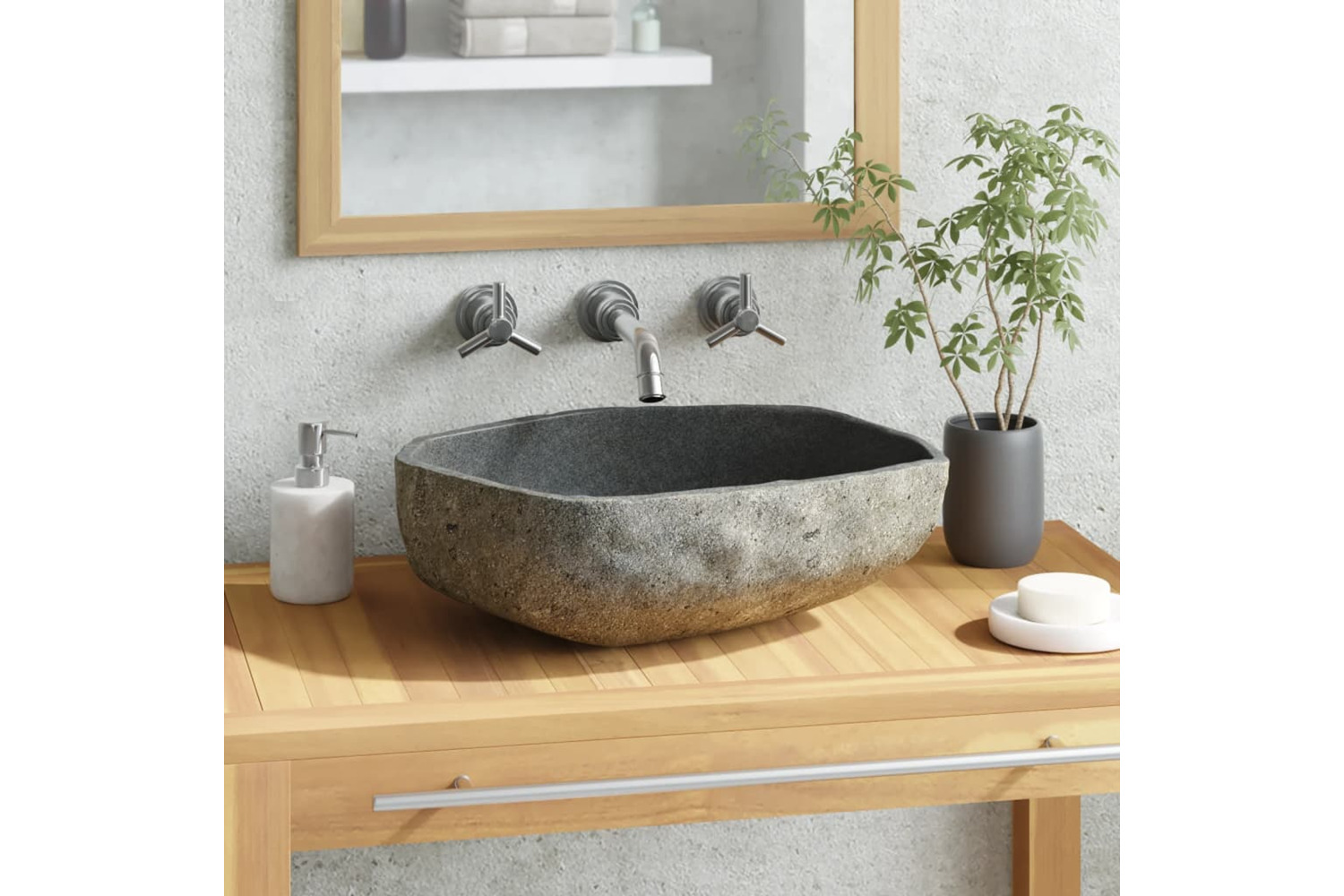 Vidaxl Basin River Stone Oval (45-53)x(34-41) Cm
