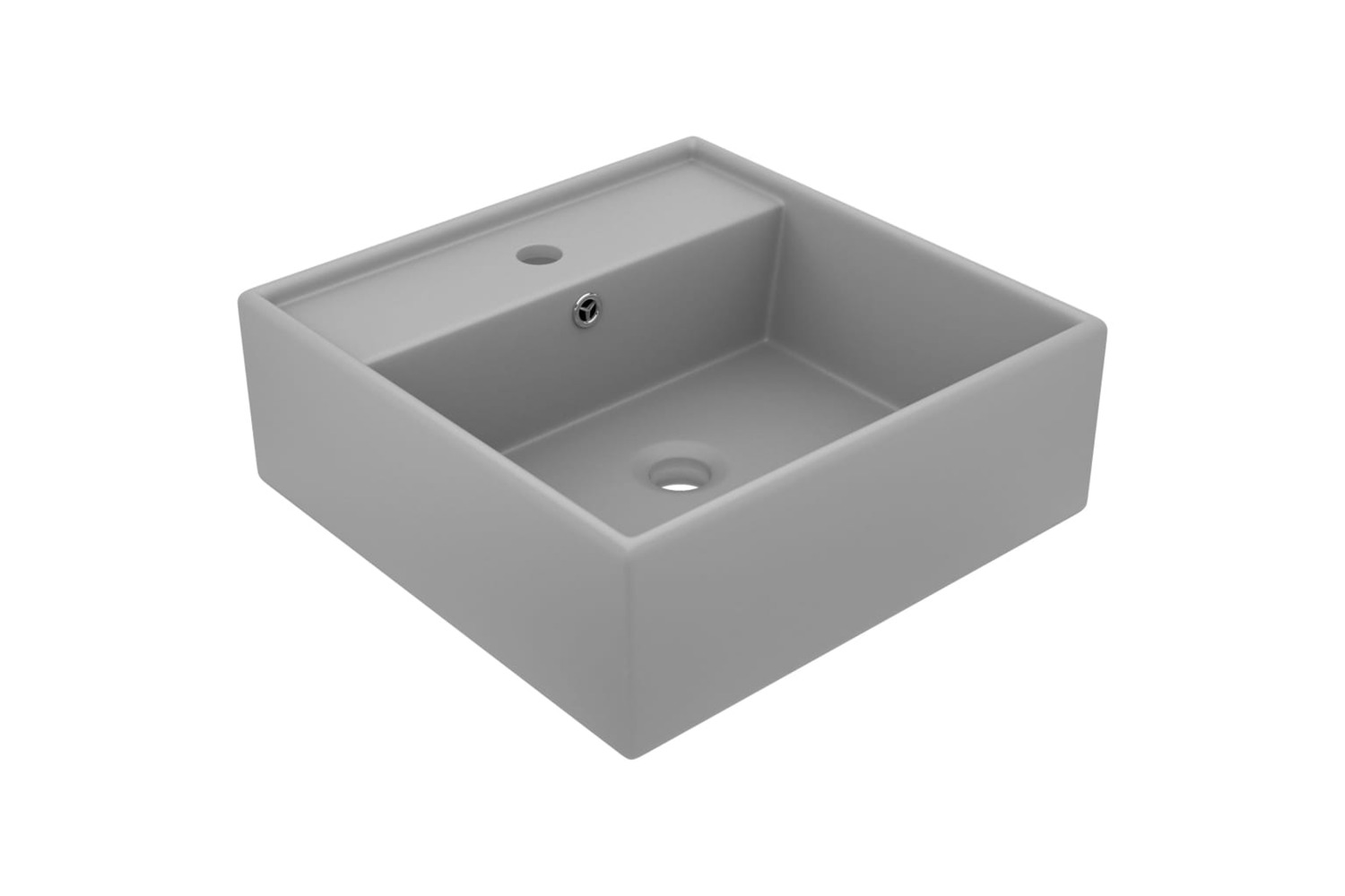 vidaXL 146949 Luxury Basin Overflow Square Matt Light Grey 41x41cm Ceramic