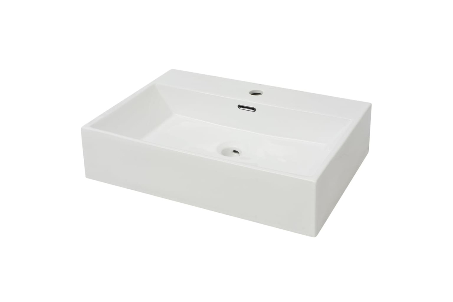 vidaXL 142347 Basin With Faucet Hole Ceramic White 60.5x42.5x14.5cm
