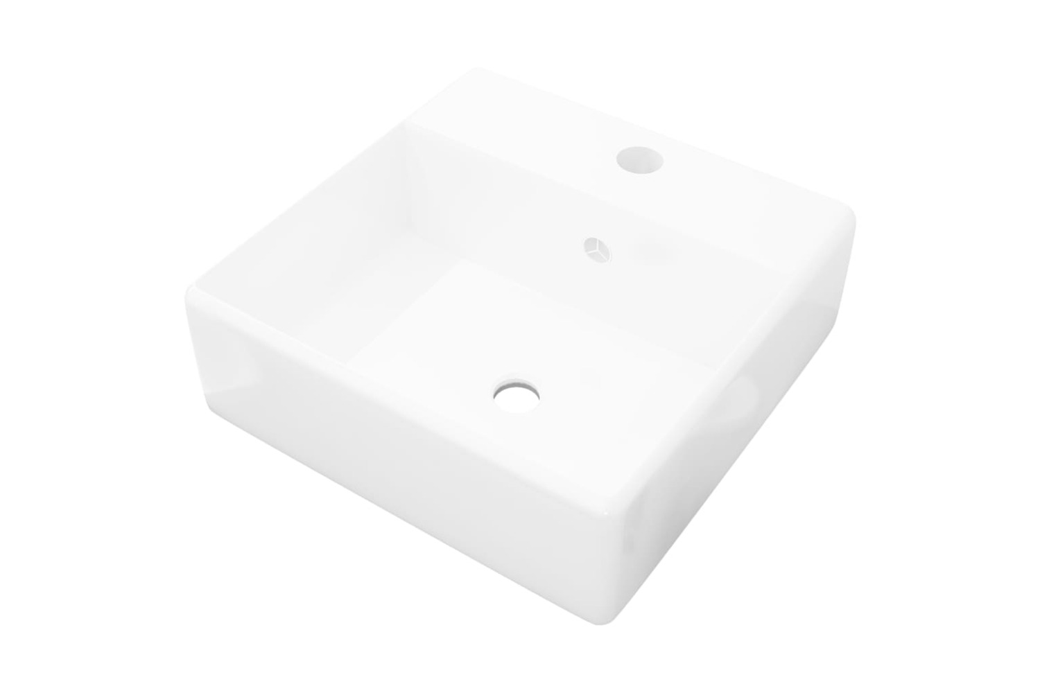 vidaXL 140684 Ceramic Basin Square With Overflow And Faucet Hole 41 X 41cm
