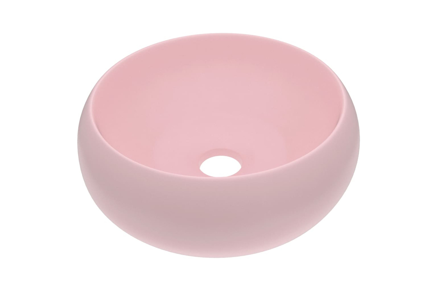 vidaXL 146999 Luxury Wash Basin Round Matt Pink 40x15cm Ceramic