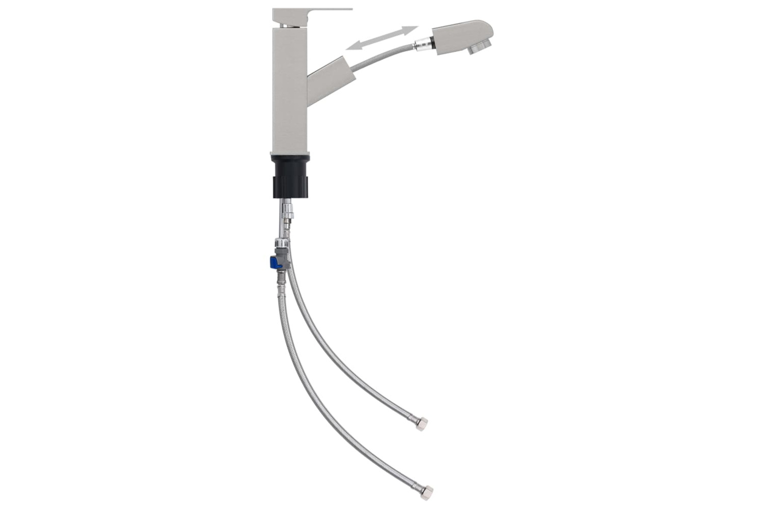 vidaXL 149079 Bathroom Basin Faucet With Pull-out Function Silver 157x172mm