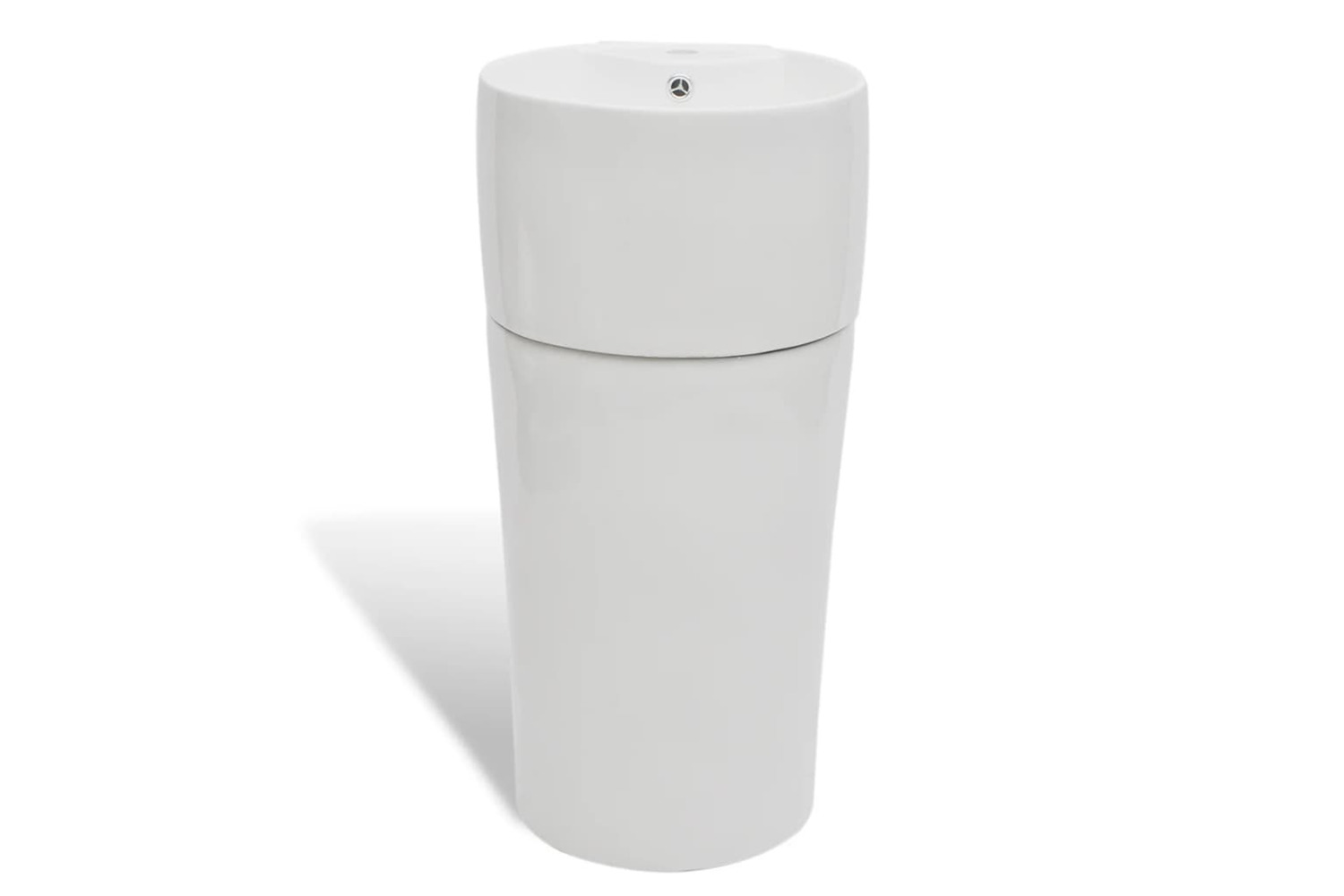 vidaXL 141942 Ceramic Stand Bathroom Sink Basin Faucet/overflow Hole White Round