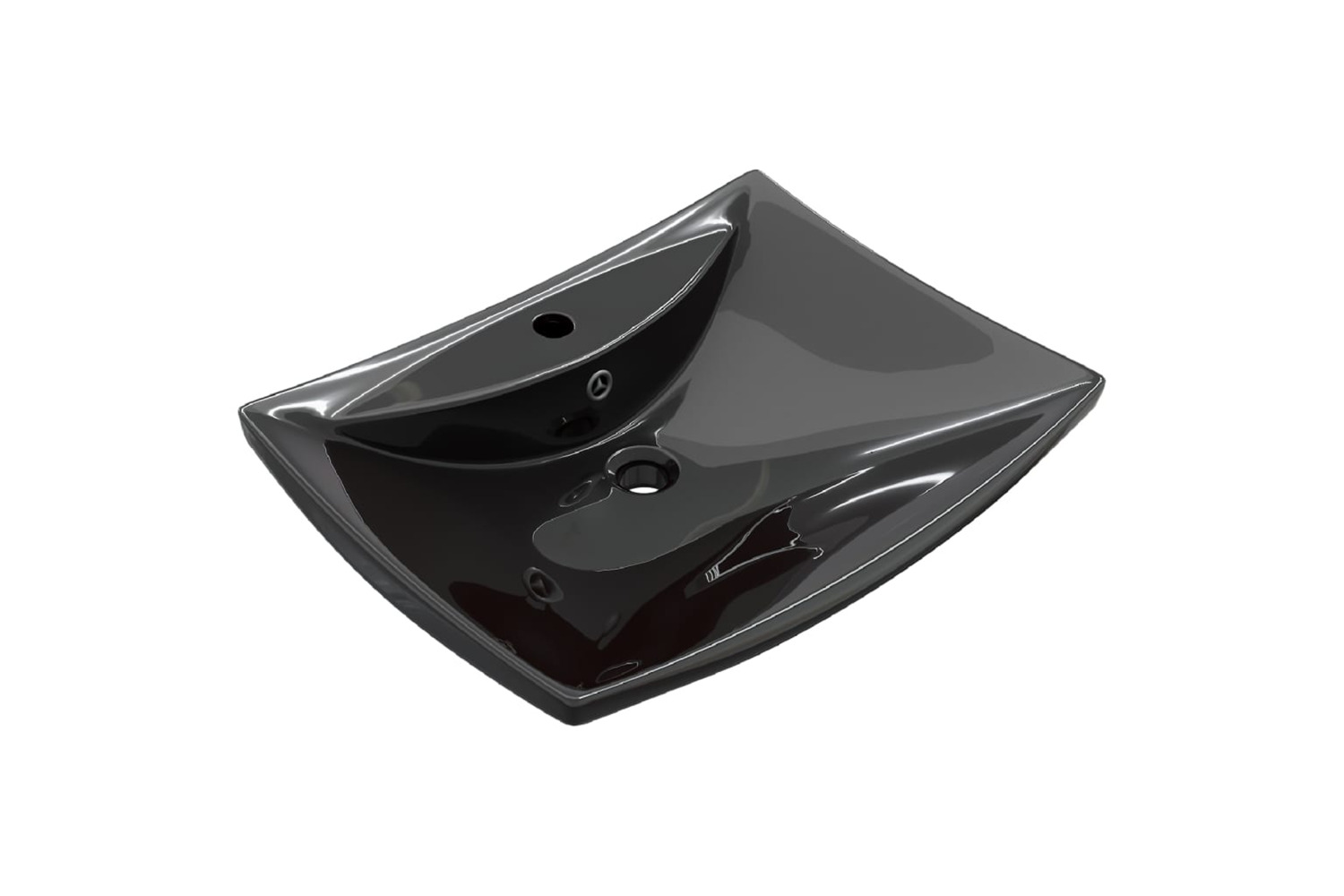 vidaXL 140689 Black Luxury Ceramic Basin Rectangular With Overflow & Faucet Hole
