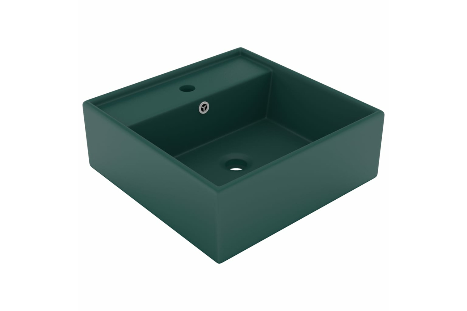 vidaXL 146948 Luxury Basin Overflow Square Matt Dark Green 41x41cm Ceramic