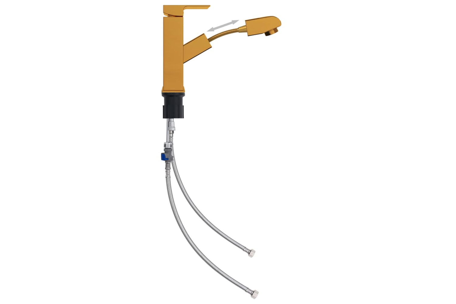 vidaXL 149077 Bathroom Basin Faucet With Pull-out Function Gold 157x172mm