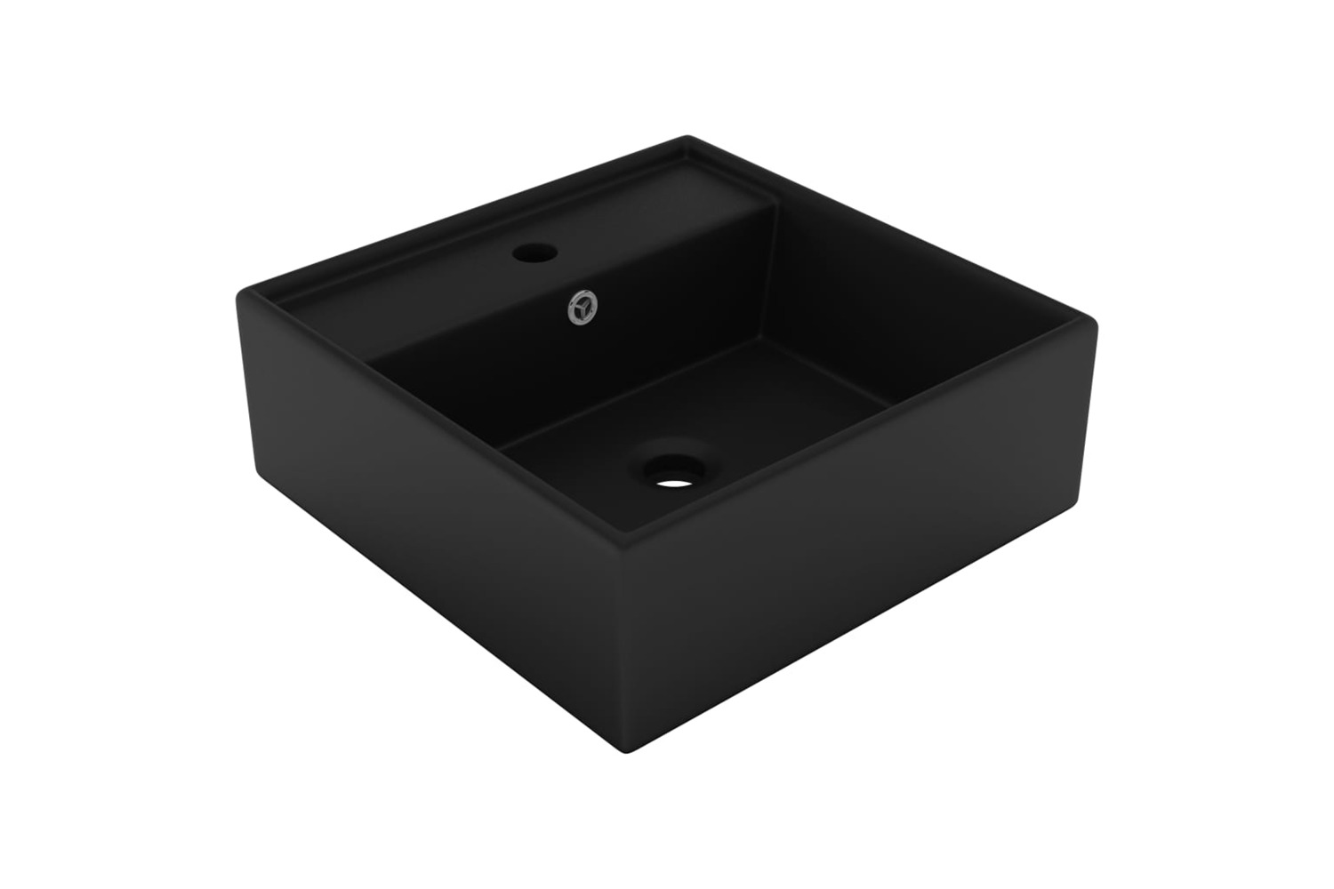 vidaXL 146953 Luxury Basin Overflow Square Matt Black 41x41cm Ceramic