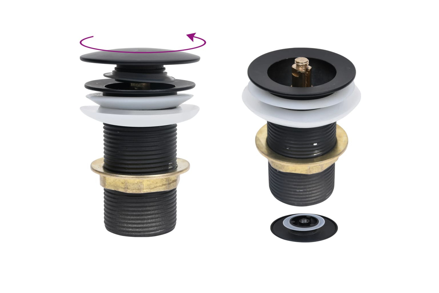 vidaXL 149061 Push Drain Without Overflow Function Black 6.4x6.4x9.1cm