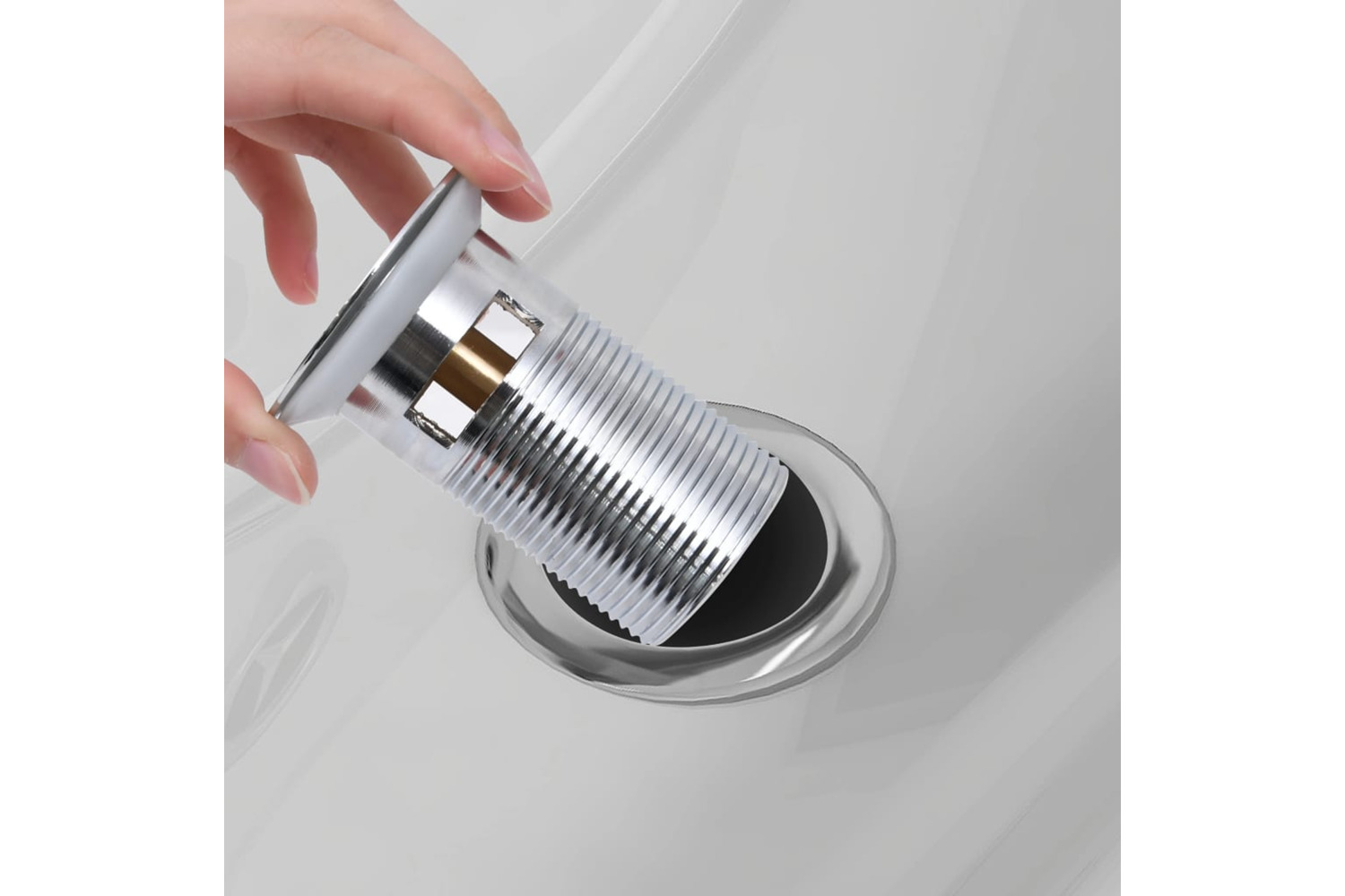 vidaXL 149064 Push Drain Without Overflow Function Silver 6.4x6.4x9.1cm
