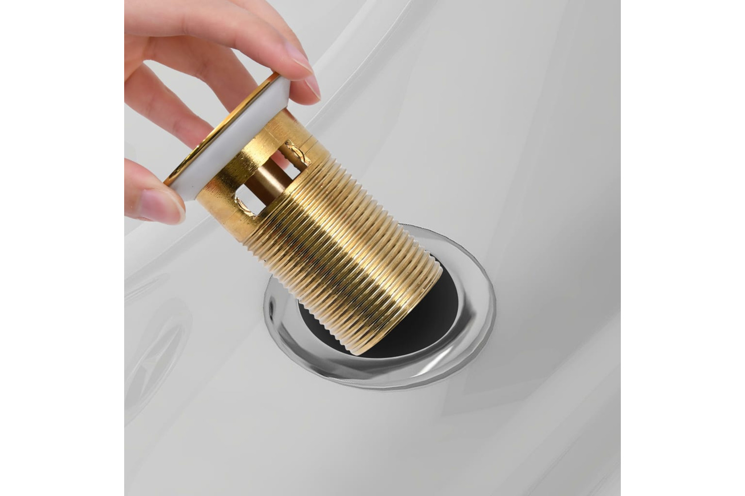 vidaXL 149057 Push Drain With Overflow Function Gold 6.4x6.4x9.1cm