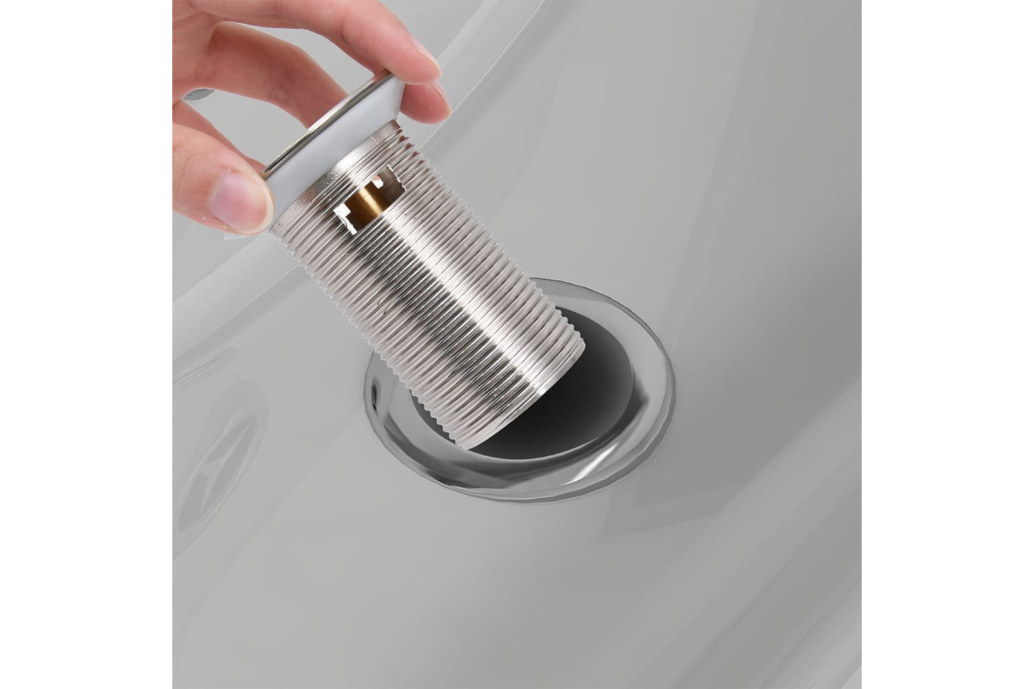 vidaXL 149055 Push Drain With Overflow Function Chrome 6.4x6.4x9.1cm