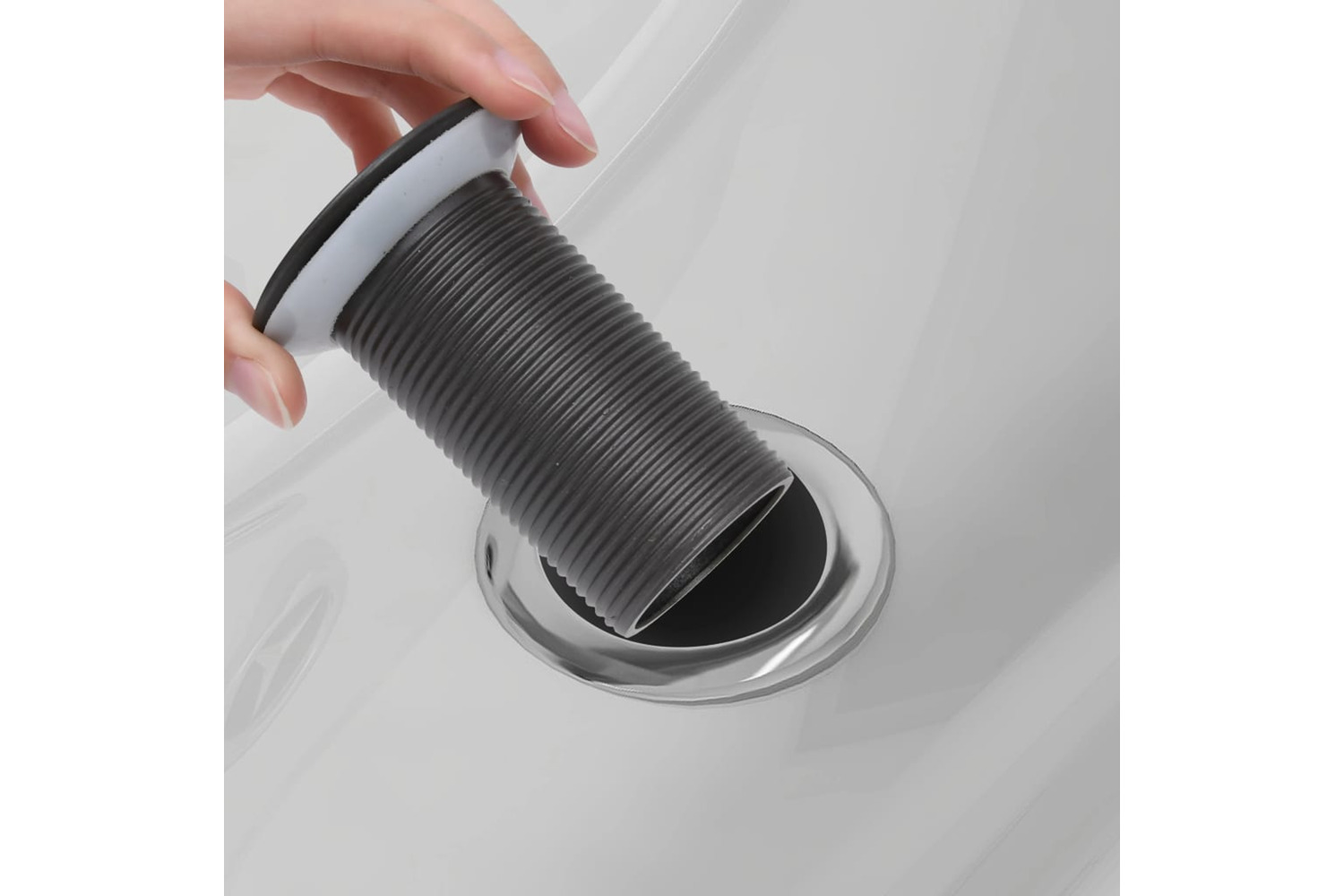 vidaXL 149063 Push Drain Without Overflow Function Grey 6.4x6.4x9.1cm