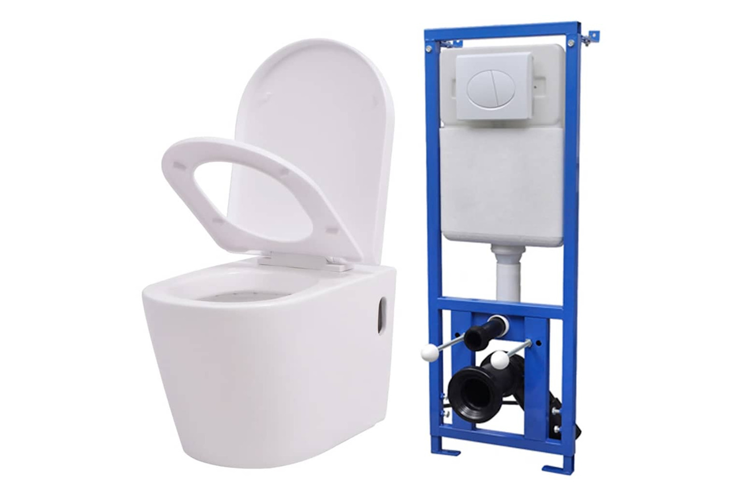 Vidaxl Wall Hung Toilet With Concealed Cistern Ceramic White