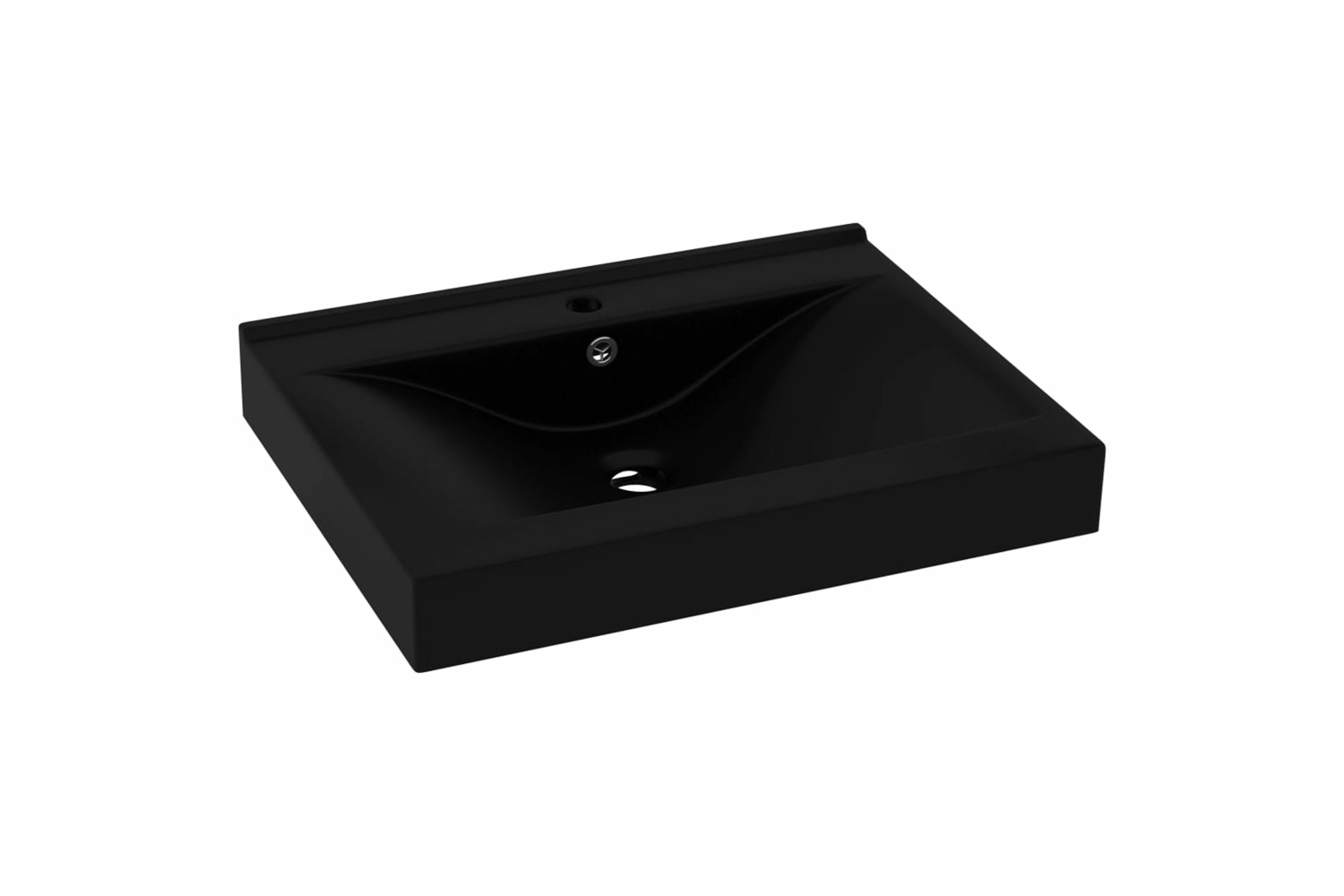 vidaXL 147030 Luxury Basin With Faucet Hole Matt Black 60x46cm Ceramic