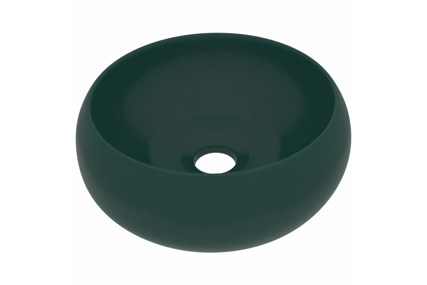 vidaXL 147003 Luxury Wash Basin Round Matt Dark Green 40x15cm Ceramic