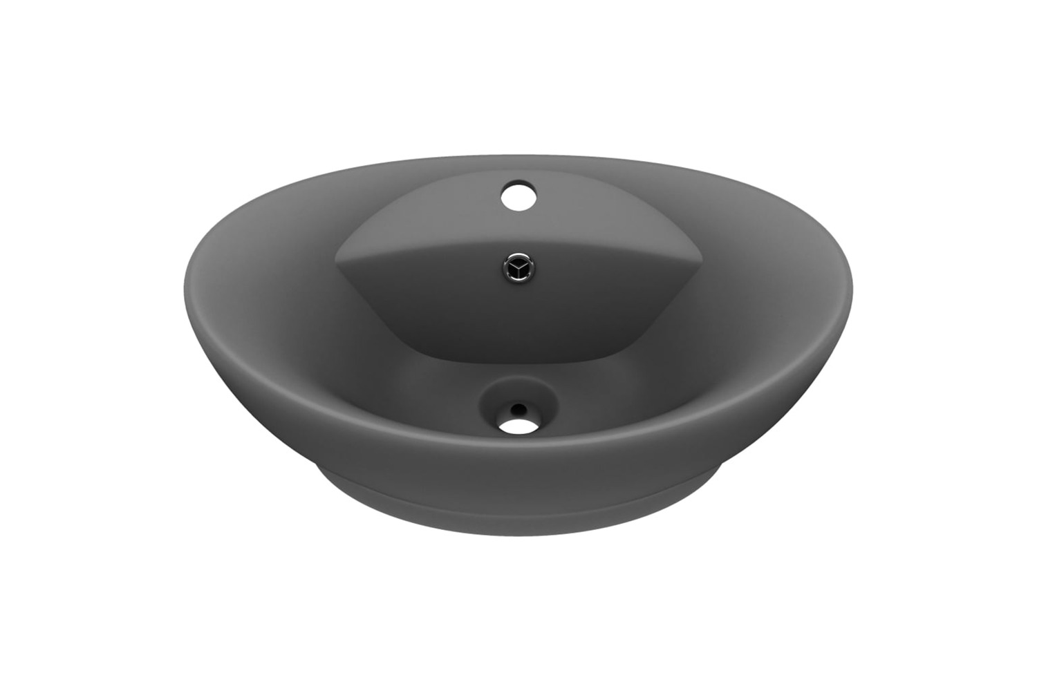 vidaXL 146939 Luxury Basin Overflow Oval Matt Dark Grey 58.5x39cm Ceramic