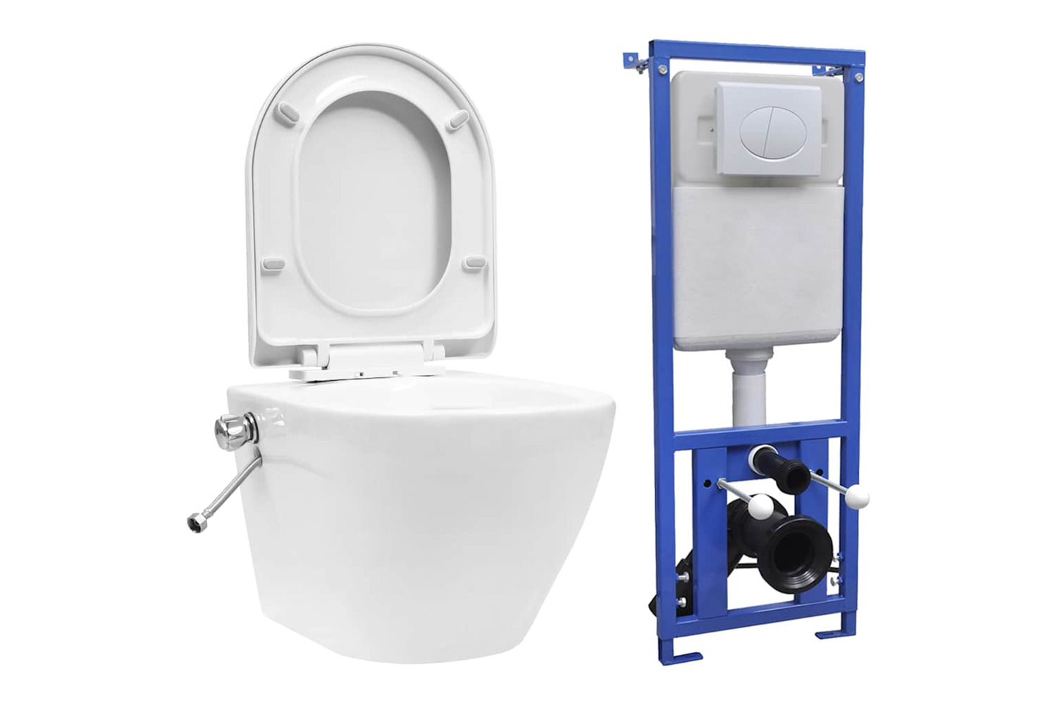 Vidaxl Wall Hung Rimless Toilet With Concealed Cistern Ceramic White