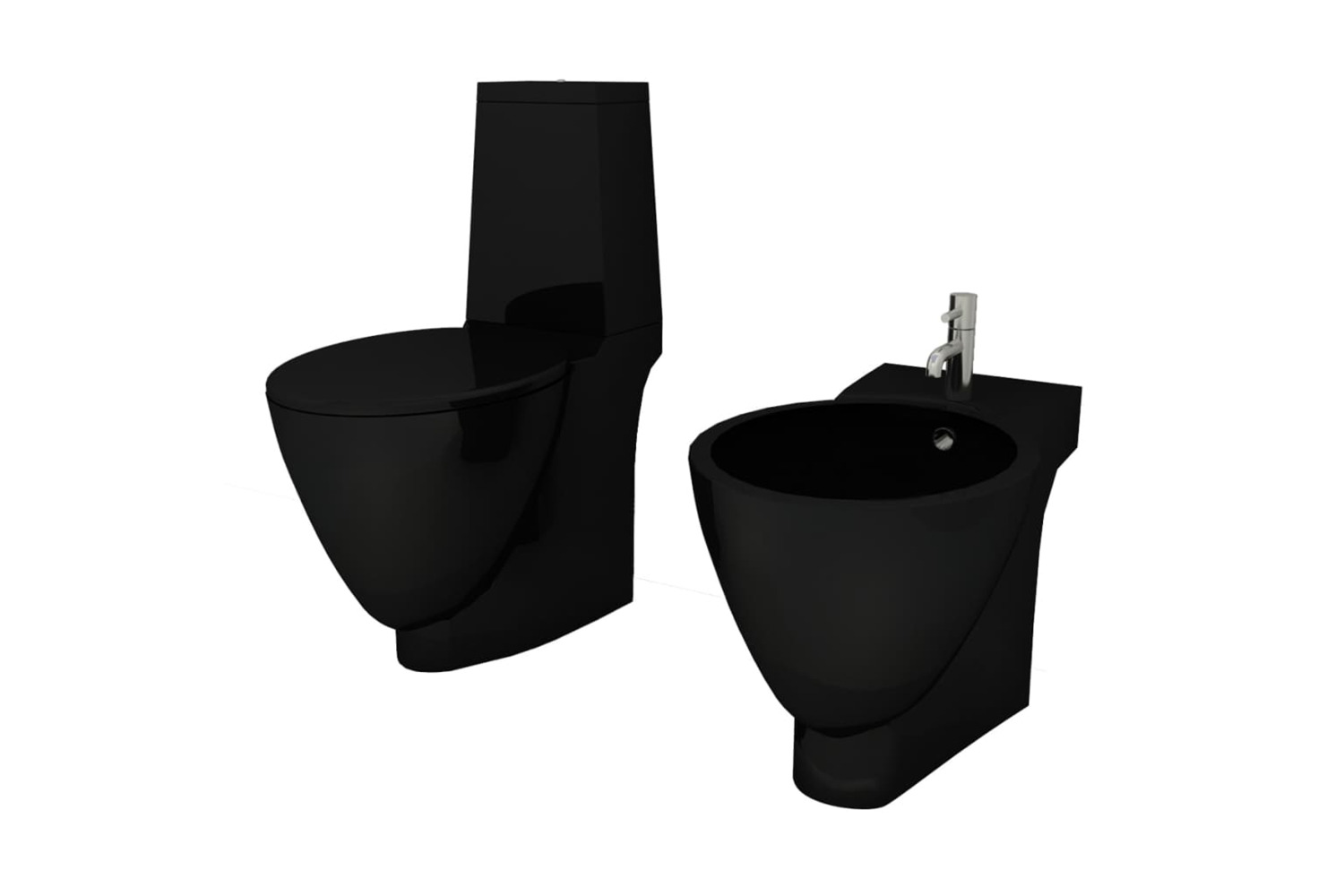 vidaXL 270567 Black Ceramic Toilet & Bidet Set