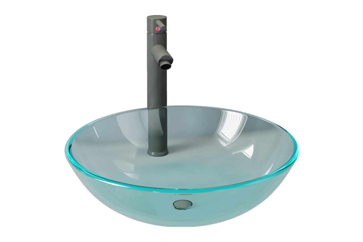 vidaXL 3098442 Bathroom Sink With Tap And Push Drain Clear Tempered Glass