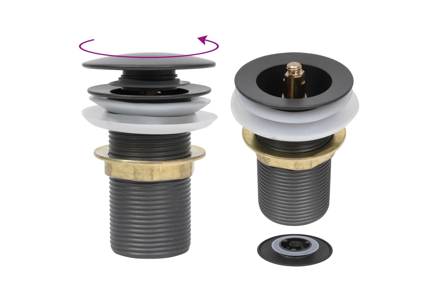 vidaXL 149063 Push Drain Without Overflow Function Grey 6.4x6.4x9.1cm