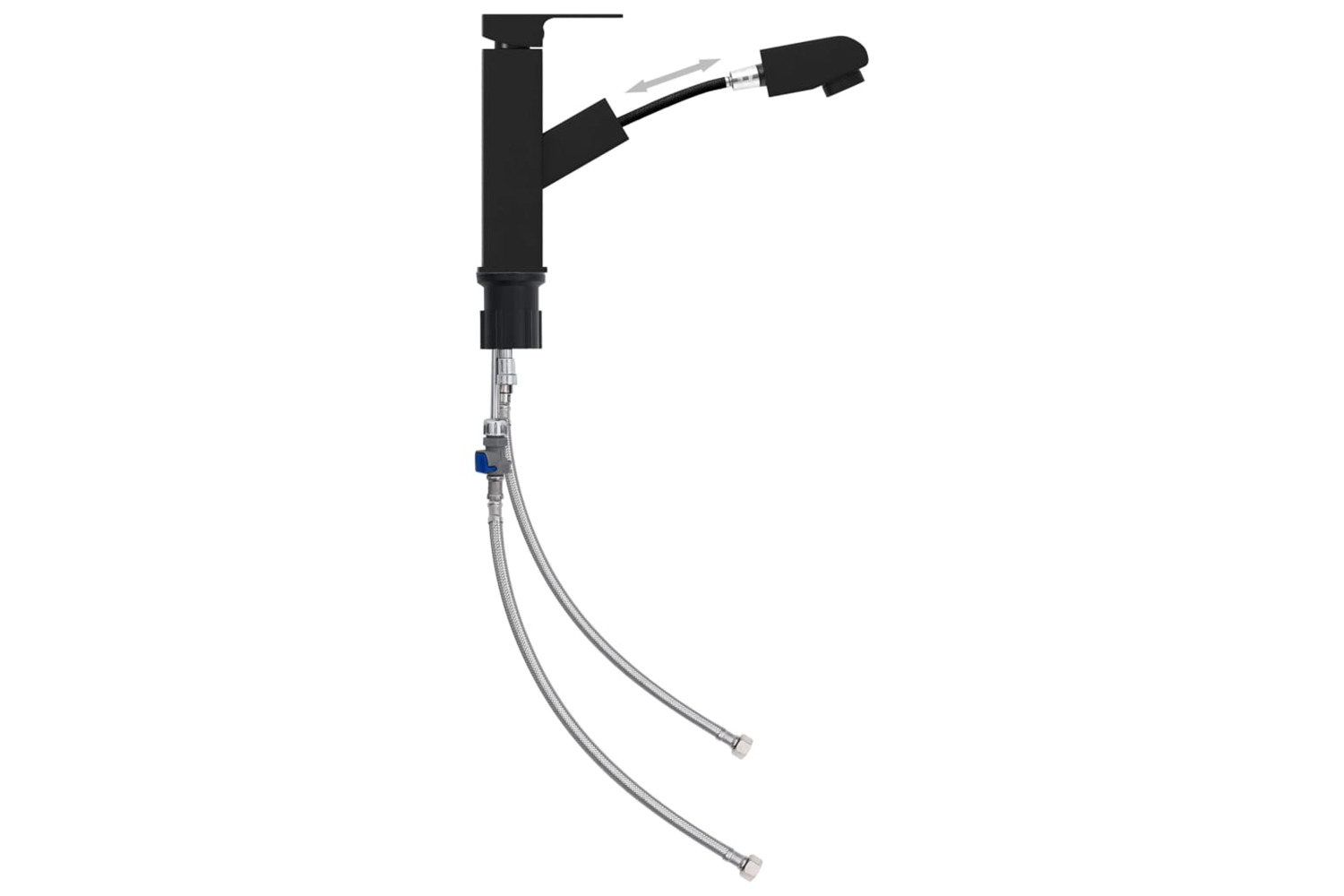 vidaXL 149076 Bathroom Basin Faucet With Pull-out Function Black 157x172mm