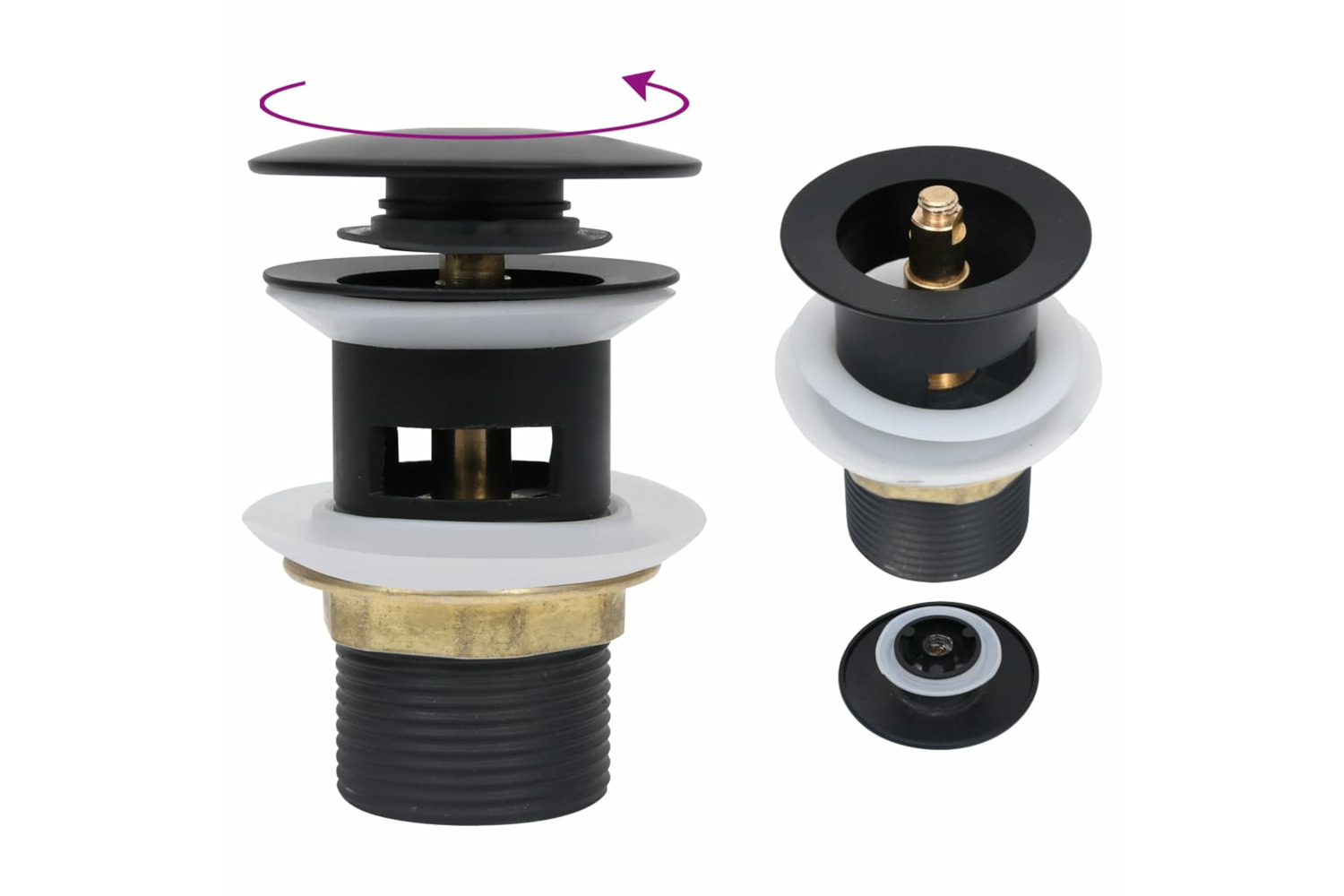 vidaXL 149056 Push Drain With Overflow Function Black 6.4x6.4x9.1cm