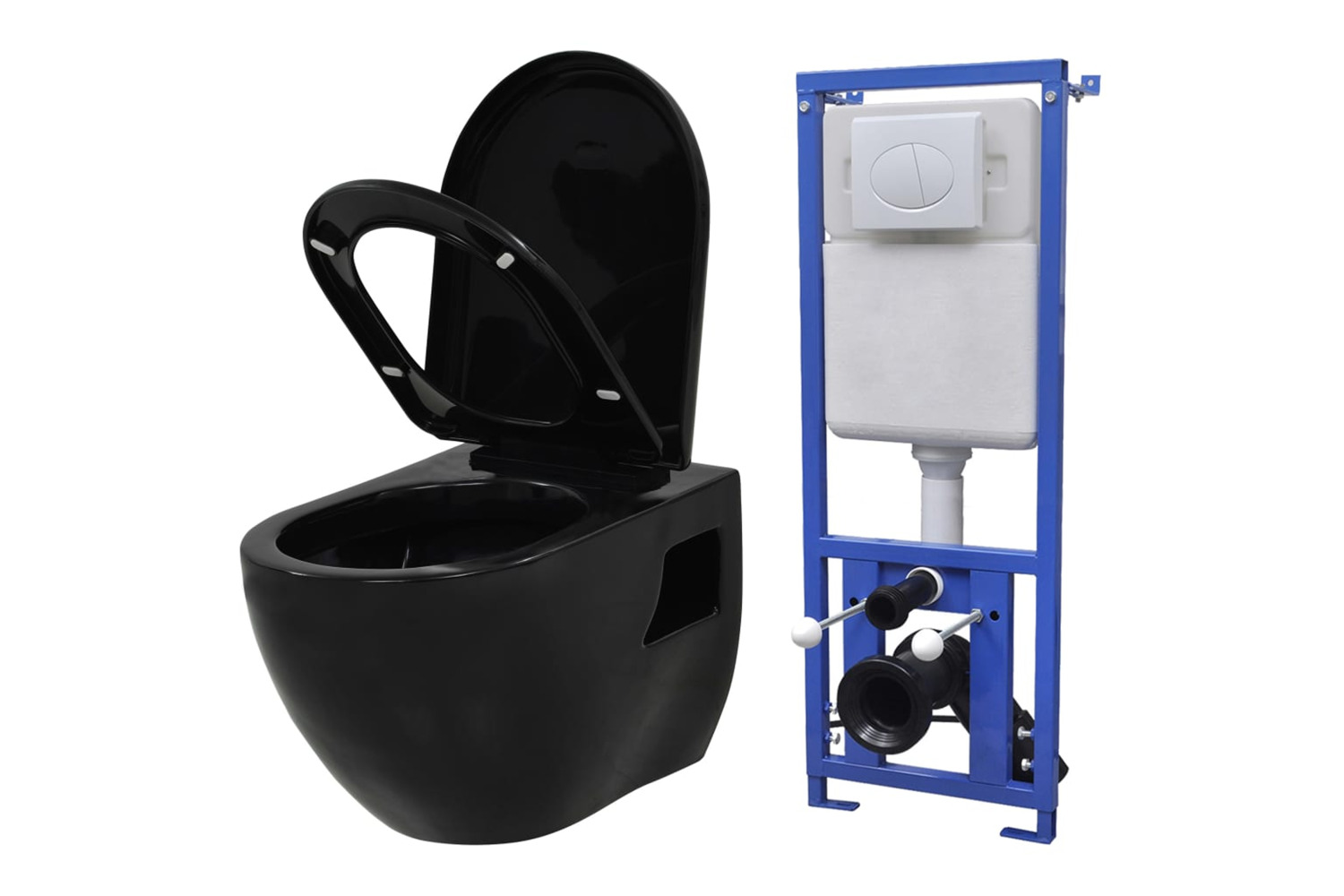 Vidaxl Wall-hung Toilet With Concealed Cistern Ceramic Black