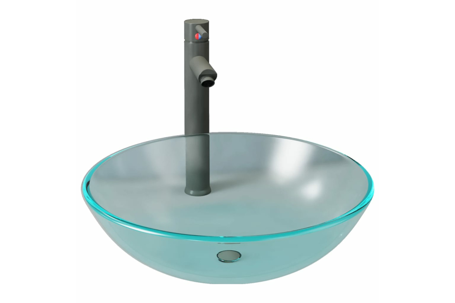 vidaXL 3098447 Bathroom Sink With Tap And Push Drain Frosted Tempered Glass