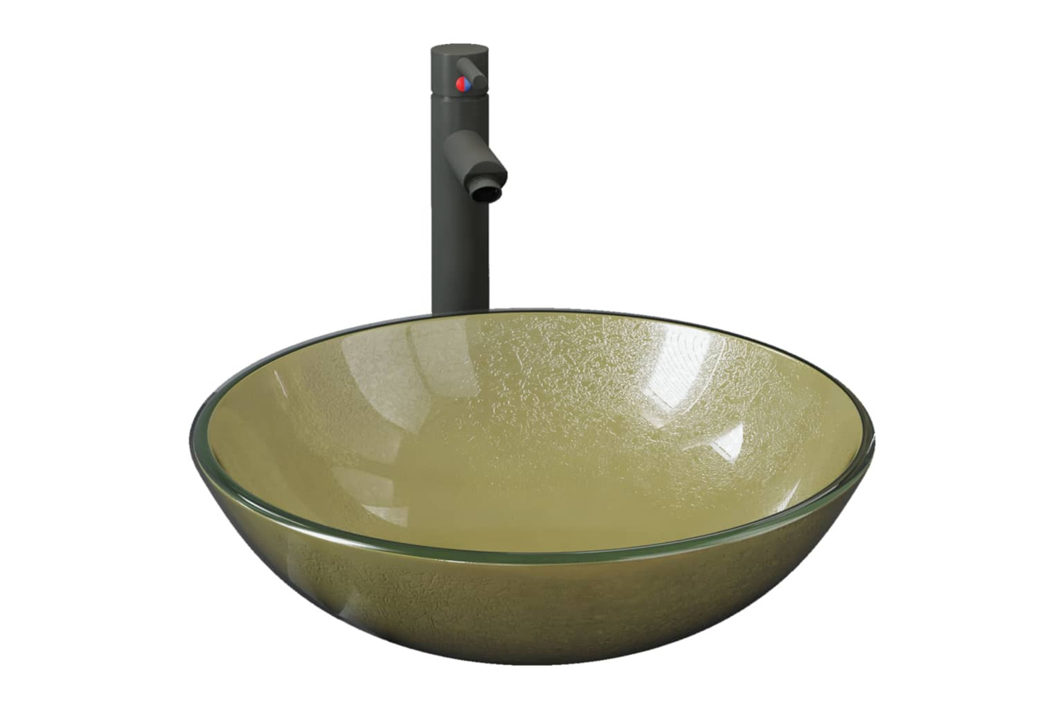 vidaXL 3098462 Bathroom Sink With Tap And Push Drain Gold Tempered Glass