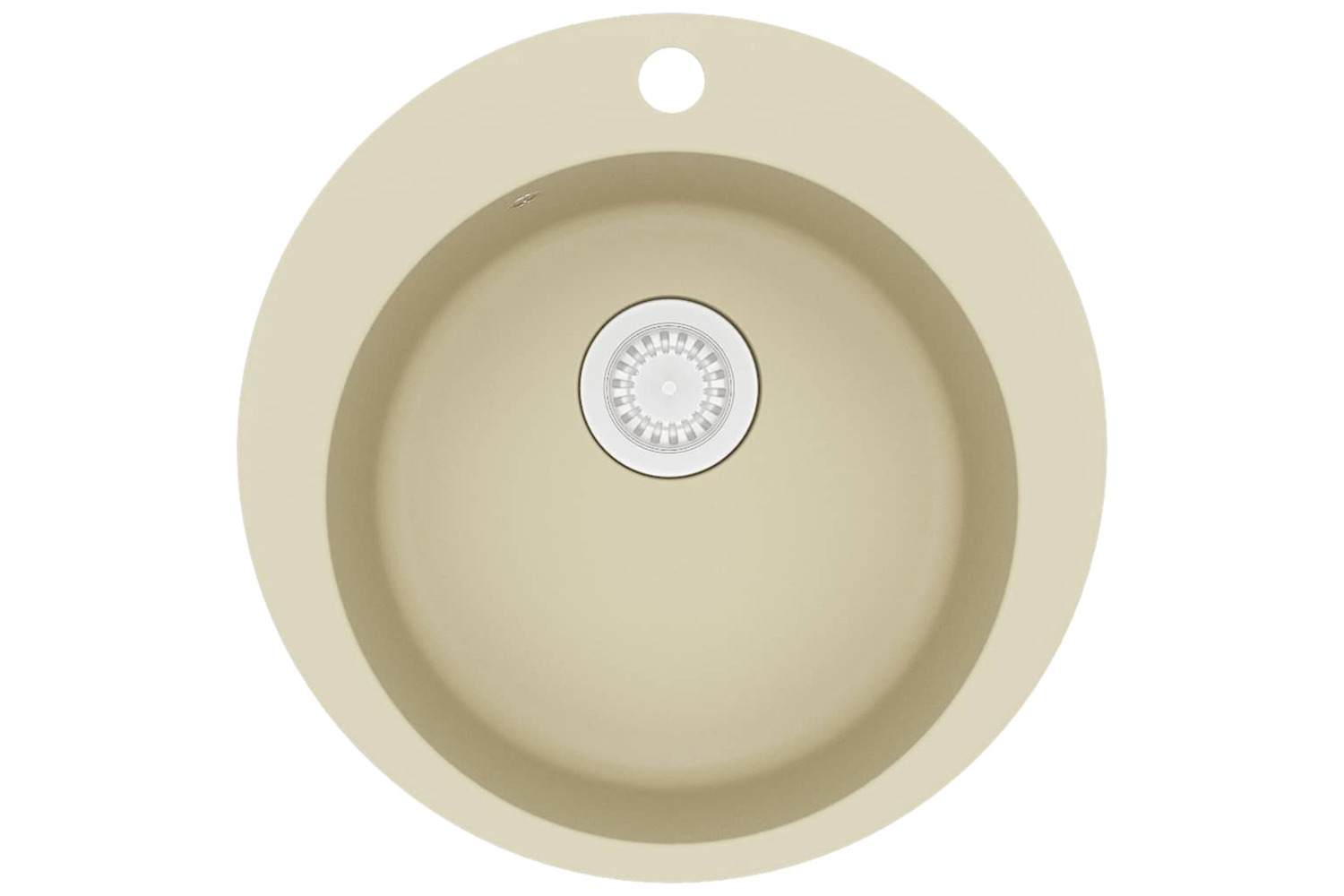 Vidaxl Granite Kitchen Sink Single Basin Round Beige