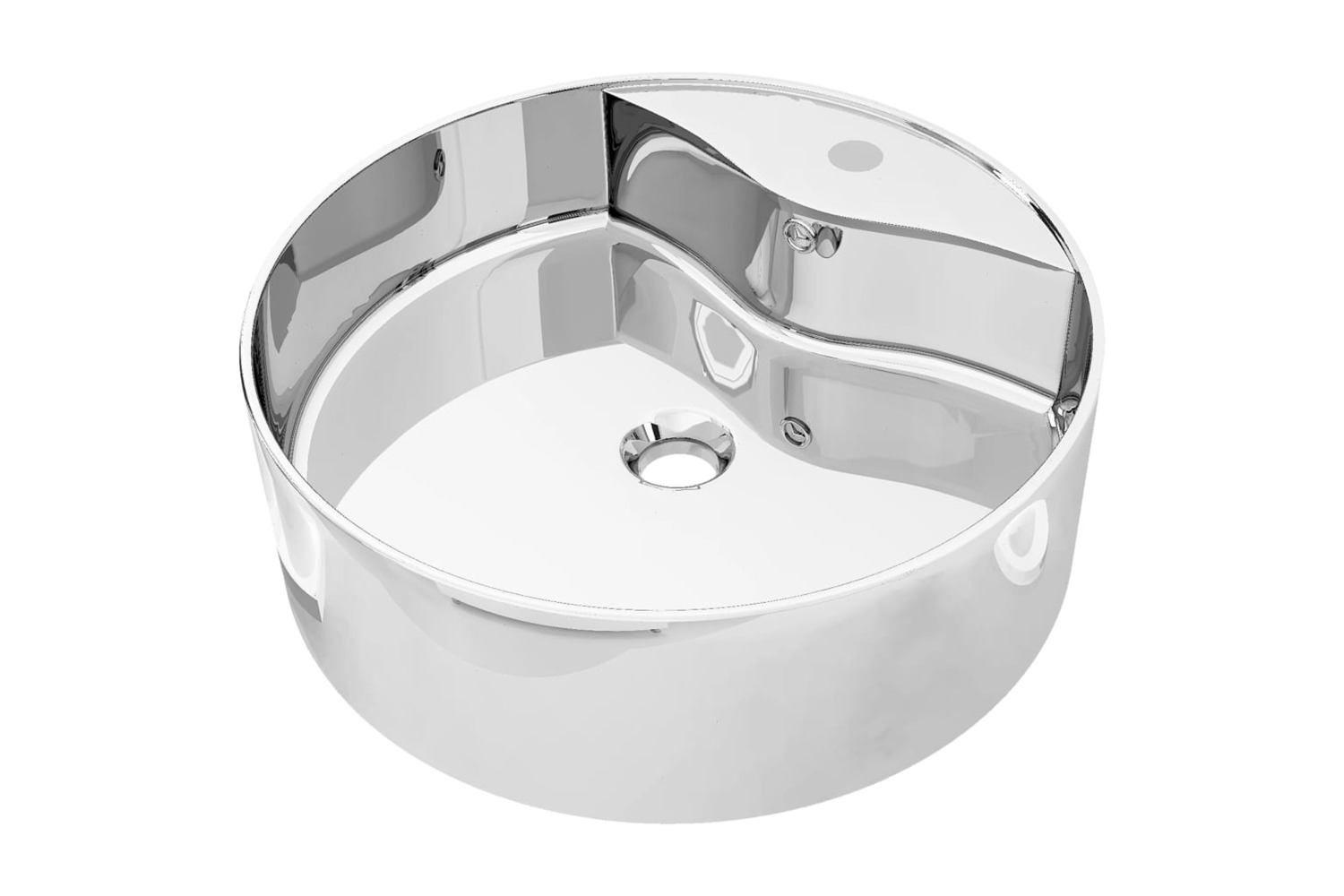 vidaXL 143865 Wash Basin With Overflow 46.5x15.5cm Ceramic Silver