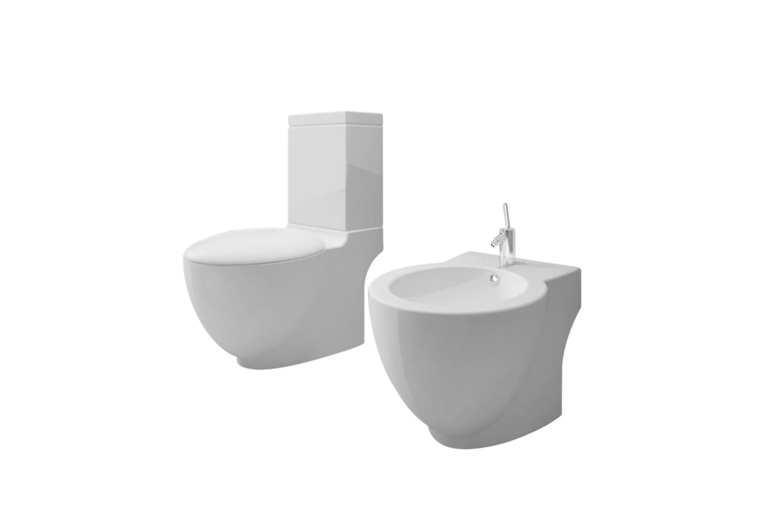 vidaXL 270566 White Ceramic Toilet & Bidet Set