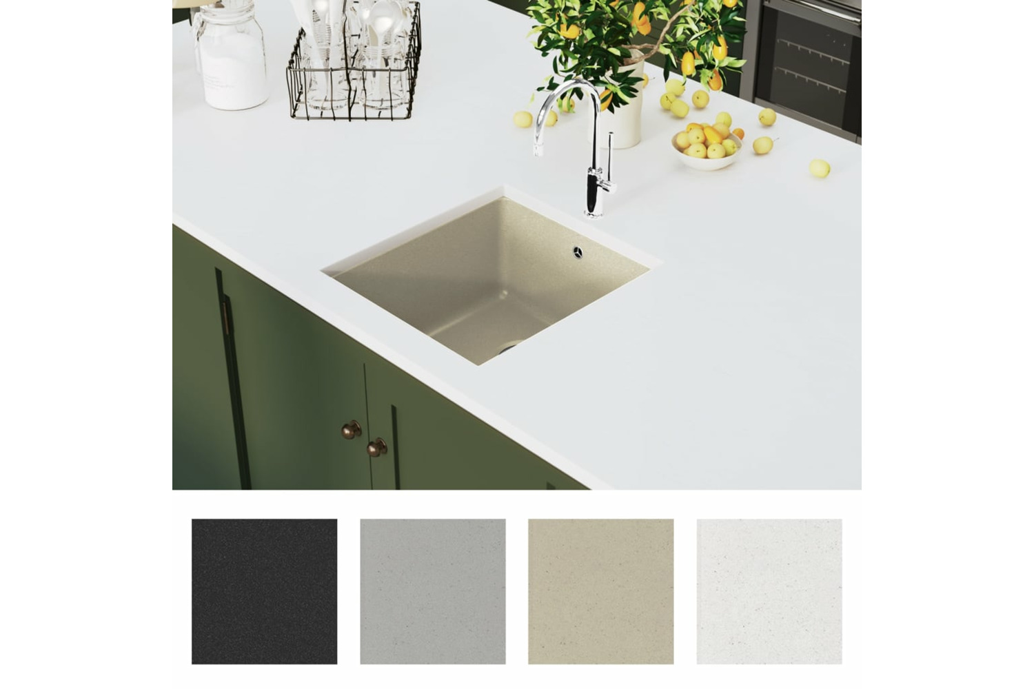 Vidaxl Granite Kitchen Sink Single Basin Beige