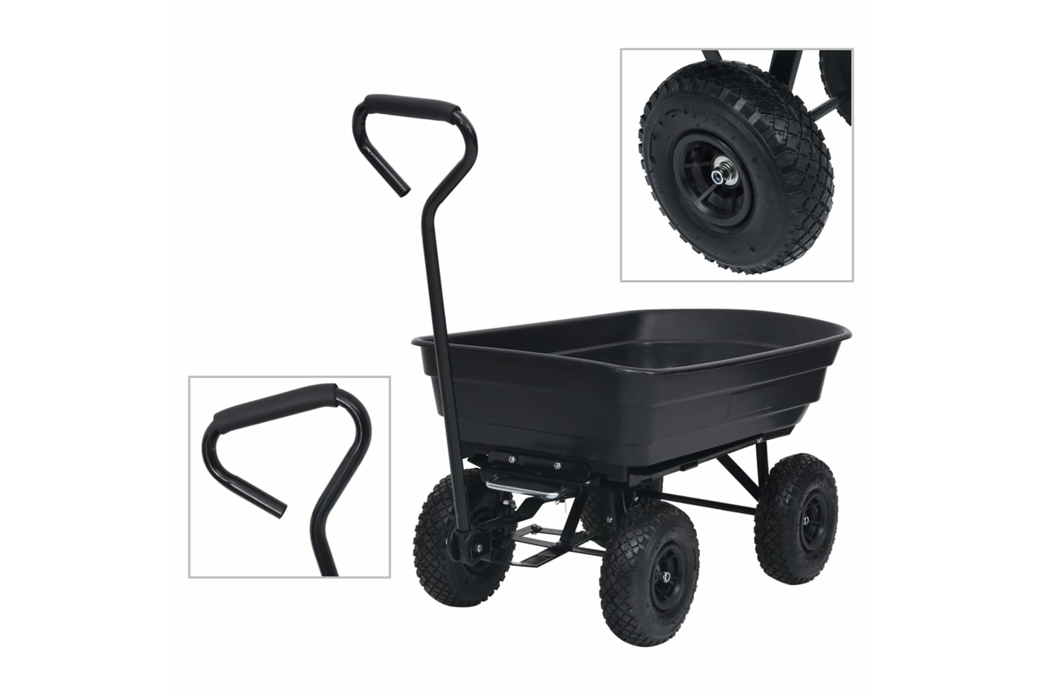 vidaXL 92579 Garden Tipping Hand Cart 300 Kg 75l Black